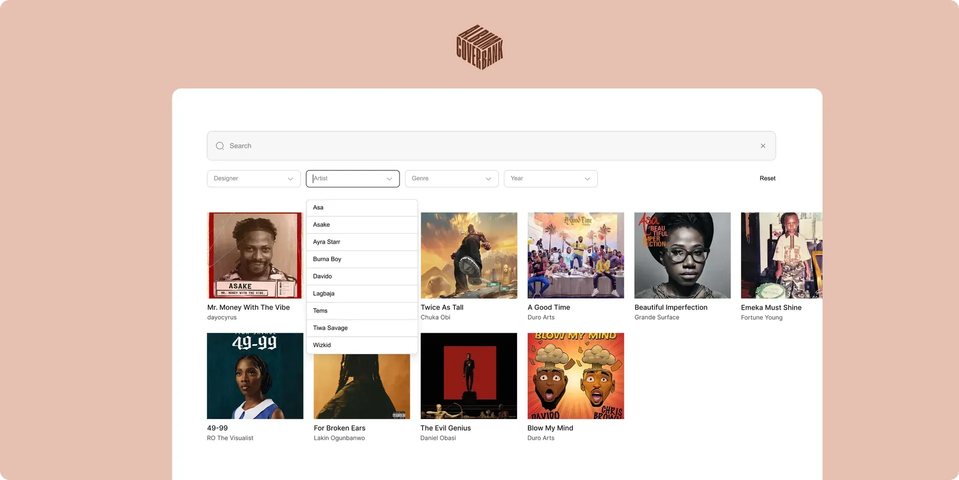 Updated Filters on the Album Cover Bank
